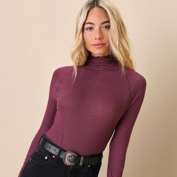 Free People Tops - NWT Free People Make it Easy Thermal Long Sleeve in precious wine color